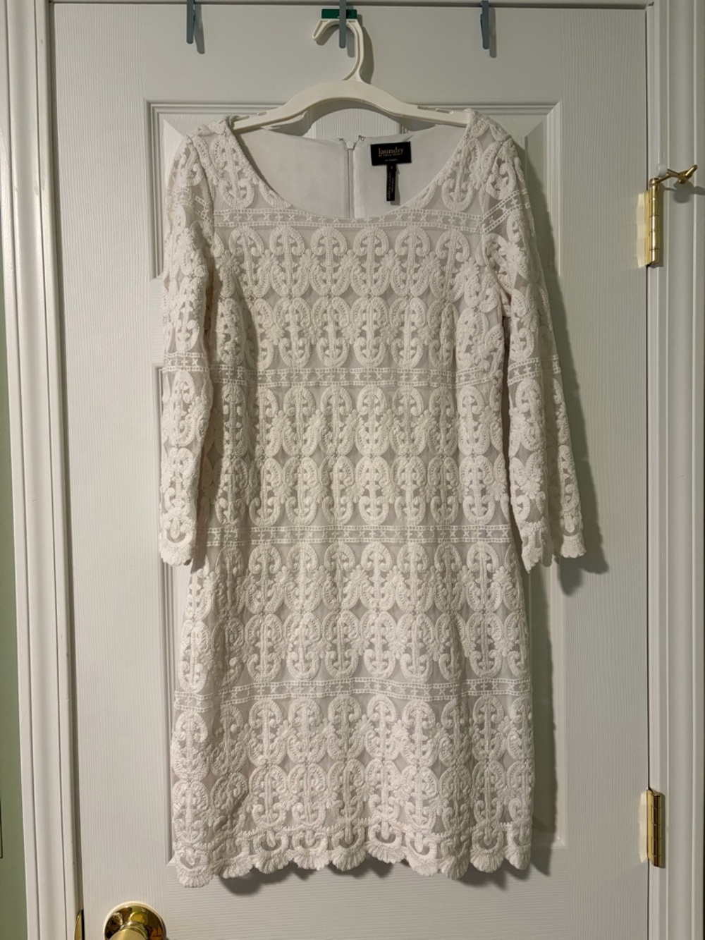 Laundry By Shelli Segal Ivory Lace Long-Sleeve Sheath Dress